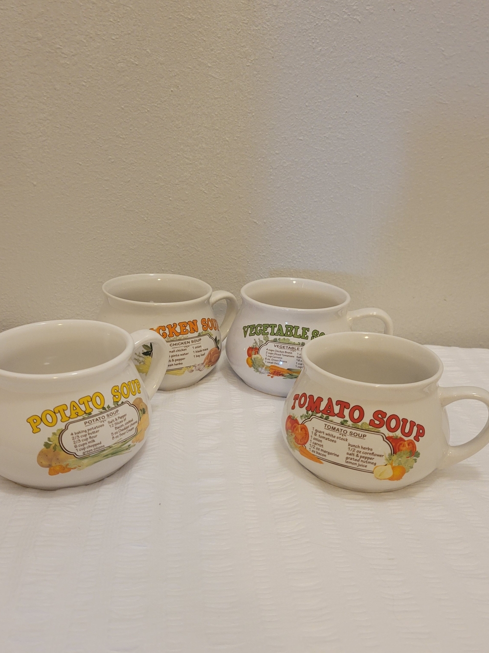 Vintage Style Tomato Soup Mug - White Ceramic